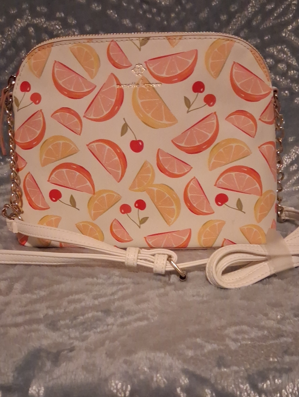 Nanette Lepore Cream Crossbody with Citrus & Cherry Motif